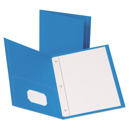 Oxford Leatherette Two Pocket Portfolio with Fasteners, 8.5 x 11, Light Blue, PK10, 10PK 57771